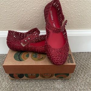 Mini Melissa Campana Papel Flat- Red Glitter